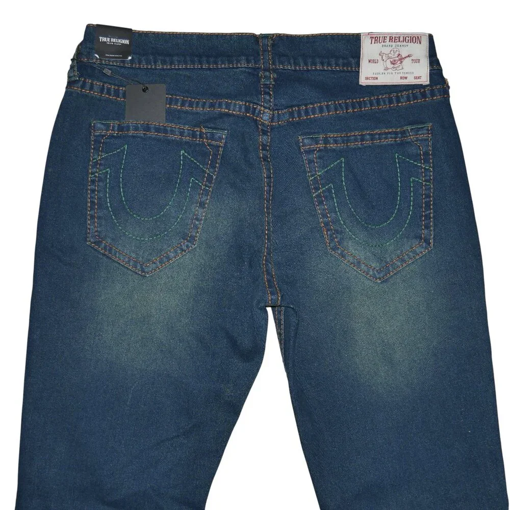 True Religion Ricky Relaxed Straight Jeans Mens Size 36x34 Dark Wash NWT